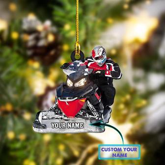 Ornament - Custom Name & Picture Ornament - Snowmobile, Custom Shape Flat Ornament, Chirstmas Decor, Gift for Biker, Home Decor - Thegiftio UK