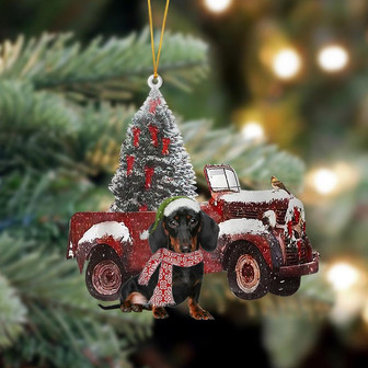 Ornament- Dachshund 1-Christmas Truck Two Sided Ornament, Happy Christmas Ornament, Car Ornament - Thegiftio UK