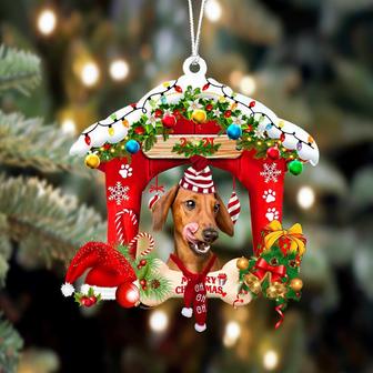 Ornament- Dachshund 14-Christmas House Two Sided Ornament, Happy Christmas Ornament, Car Ornament - Thegiftio UK
