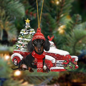 Ornament- Dachshund 2-Christmas Car Two Sided Ornament, Happy Christmas Ornament, Car Ornament - Thegiftio UK