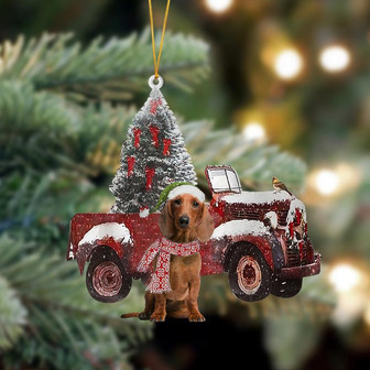 Ornament- Dachshund 2-Christmas Truck Two Sided Ornament, Happy Christmas Ornament, Car Ornament - Thegiftio UK