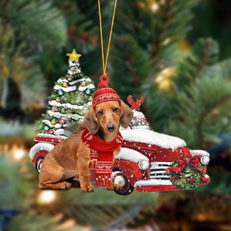 Ornament- Dachshund 3-Christmas Car Two Sided Ornament, Happy Christmas Ornament, Car Ornament - Thegiftio UK