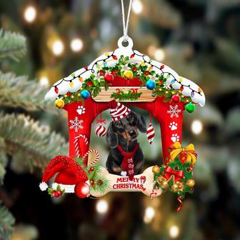 Ornament- Dachshund-Christmas House Two Sided Ornament, Happy Christmas Ornament, Car Ornament - Thegiftio UK