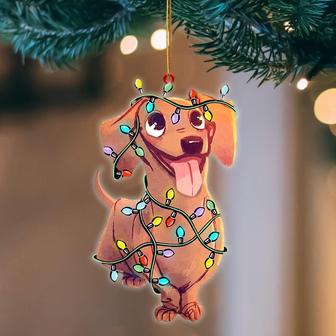 Ornament- Dachshund Christmas Light Hanging Ornament Dog Ornament, Car Ornament, Christmas Ornament - Thegiftio UK