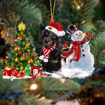 Ornament- Dachshund Christmas Snow Hanging Ornament Dog Ornament, Car Ornament, Christmas Ornament - Thegiftio UK