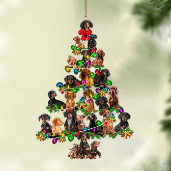Ornament- Dachshund-Christmas Tree Lights-Two Sided Ornament, Happy Christmas Ornament, Car Ornament - Thegiftio UK