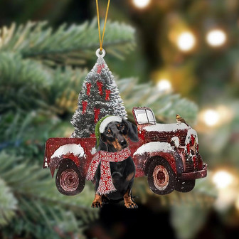 Ornament- Dachshund-Christmas Truck Two Sided Ornament, Happy Christmas Ornament, Car Ornament - Thegiftio UK