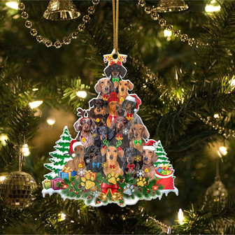 Ornament- Dachshund Full The Christmas Tree-Two Sided Ornament, Happy Christmas Ornament, Car Ornament - Thegiftio UK