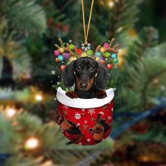 Ornament- Dachshund-In Christmas Pocket Two Sides Ornament, Happy Christmas Ornament, Car Ornament - Thegiftio UK