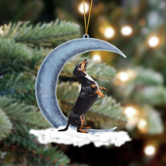 Ornament- Dachshund Sits On The Moon Hanging Ornament Dog Ornament, Car Ornament, Christmas Ornament - Thegiftio UK