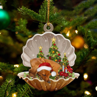 Ornament- Dachshund-Sleeping Pearl in Christmas Two Sided Ornament, Happy Christmas Ornament, Car Ornament - Thegiftio UK