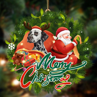 Ornament- Dalmatian 2-Santa & dog Hanging Ornament, Happy Christmas Ornament, Car Ornament - Thegiftio UK