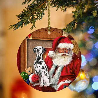 Ornament- Dalmatian With Santa Christmas Ornament, Happy Christmas Ornament, Car Ornament - Thegiftio UK