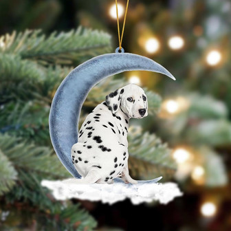 Ornament- Dalmatian Sits On The Moon Hanging Ornament Dog Ornament, Car Ornament, Christmas Ornament - Thegiftio UK