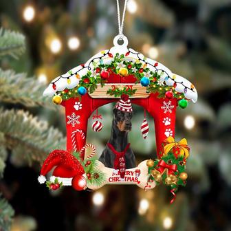 Ornament- Doberman-Christmas House Two Sided Ornament, Happy Christmas Ornament, Car Ornament - Thegiftio UK