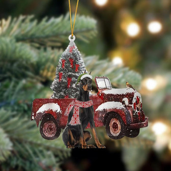 Ornament- Doberman-Christmas Truck Two Sided Ornament, Happy Christmas Ornament, Car Ornament - Thegiftio UK