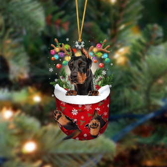 Ornament- Doberman-In Christmas Pocket Two Sides Ornament, Happy Christmas Ornament, Car Ornament - Thegiftio UK