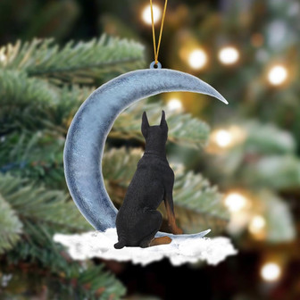 Ornament- Doberman Pinscher Sits On The Moon Hanging Ornament Dog Ornament, Car Ornament, Christmas Ornament - Thegiftio UK