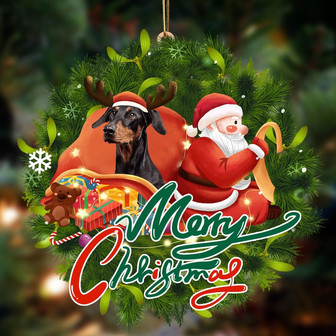Ornament- Doberman-Santa & dog Hanging Ornament, Happy Christmas Ornament, Car Ornament - Thegiftio UK