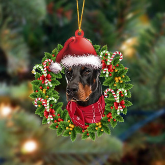 Ornament- Doberman-Xmas Bandana Hanging Ornament, Happy Christmas Ornament, Car Ornament - Thegiftio UK