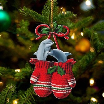 Ornament- Dolphin Inside Your Gloves Christmas Holiday-Two Sided Ornament, Christmas Ornament, Car Ornament - Thegiftio UK
