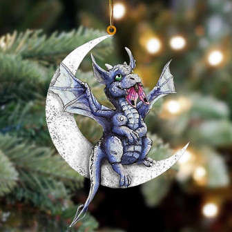 Ornament- Dragon Sits On The Moon Hanging Ornament Dog Ornament, Car Ornament, Christmas Ornament - Thegiftio UK
