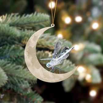 Ornament- Dragonfly Sits On The Moon Hanging Ornament Dog Ornament, Car Ornament, Christmas Ornament - Thegiftio UK