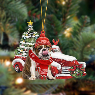 Ornament- English Bulldog 2-Christmas Car Two Sided Ornament, Happy Christmas Ornament, Car Ornament - Thegiftio UK