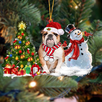 Ornament- English Bulldog Christmas Snow Hanging Ornament Dog Ornament, Car Ornament, Christmas Ornament - Thegiftio UK