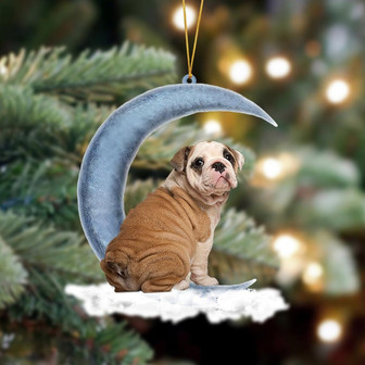 Ornament- English Bulldog Sits On The Moon Hanging Ornament Dog Ornament, Car Ornament, Christmas Ornament - Thegiftio UK