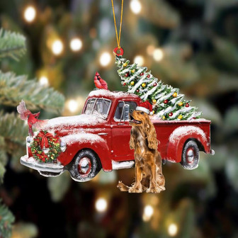 Ornament- English Cocker Spaniel 2-Cardinal & Truck Two Sided Ornament, Christmas Ornament, Car Ornament - Thegiftio UK
