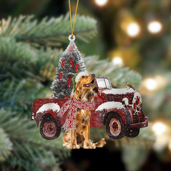 Ornament- English Cocker Spaniel 2-Christmas Truck Two Sided Ornament, Happy Christmas Ornament, Car Ornament - Thegiftio UK