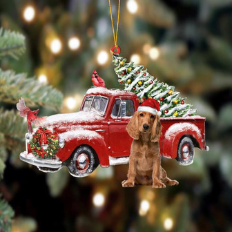 Ornament- English Cocker Spaniel-Cardinal & Truck Two Sided Ornament, Happy Christmas Ornament, Car Ornament - Thegiftio UK