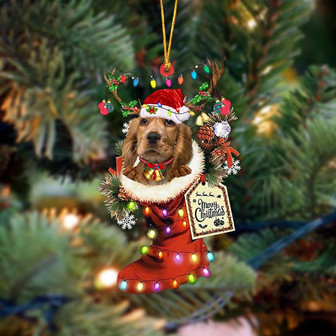 Ornament- English Cocker Spaniel-Xmas Boot-Two Sided Ornament, Happy Christmas Ornament, Car Ornament - Thegiftio UK