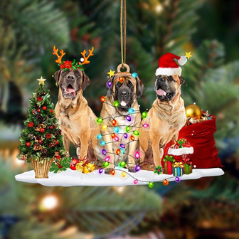 Ornament- English Mastiff-Christmas Dog Friends Hanging Ornament, Happy Christmas Ornament, Car Ornament - Thegiftio UK