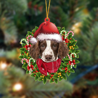 Ornament- English Springer Spaniel 1-Xmas Bandana Hanging Ornament, Happy Christmas Ornament, Car Ornament - Thegiftio UK