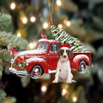 Ornament- English Springer Spaniel-Cardinal & Truck Two Sided Ornament, Christmas Ornament, Car Ornament - Thegiftio UK