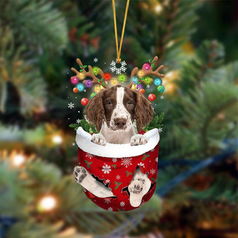 Ornament- English Springer Spaniel-In Christmas Pocket Two Sides Ornament, Christmas Ornament, Car Ornament - Thegiftio UK