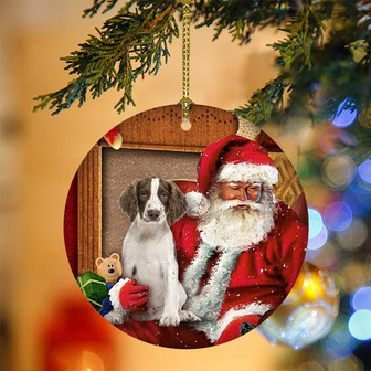 Ornament- English Springer Spaniel With Santa Christmas Ornament, Happy Christmas Ornament, Car Ornament - Thegiftio UK
