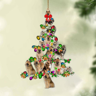 Ornament- Eurasier-Christmas Tree Lights-Two Sided Ornament, Happy Christmas Ornament, Car Ornament - Thegiftio UK