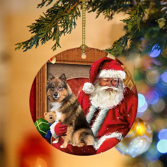 Ornament- Eurasier With Santa Christmas Ornament, Happy Christmas Ornament, Car Ornament - Thegiftio UK