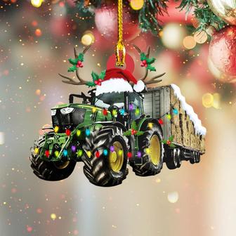 Ornament - Farmer - Tractor Custom Shaped Flat Ornament, Ornament Christmas, Home Decor - Thegiftio UK