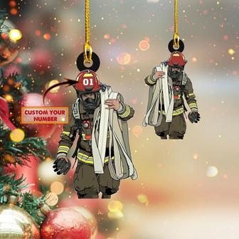 Ornament - FIREFIGHTER - Custom Shaped Flat Ornament, Beautiful Firefighter Ornament, Christmas Decor, Gift for Christmas, Gift for Firefighter - Thegiftio UK