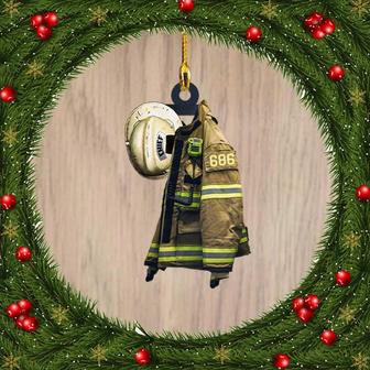 Ornament - Firefighter Shaped Ornament - Firefighter Gift - Firefight Christmas Day Hanger Decor, Custom Shaped Flat Ornament Christmas - Thegiftio UK