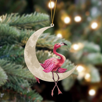 Ornament- Flamingo Sits On The Moon Hanging Ornament Dog Ornament, Car Ornament, Christmas Ornament - Thegiftio UK