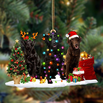 Ornament- Flat Coated Retriever-Christmas Dog Friends Hanging Ornament, Christmas Ornament, Car Ornament - Thegiftio UK