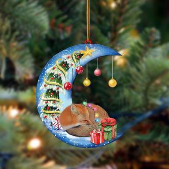 Ornament- Fox-Sleep On The Moon Christmas Two Sided Ornament, Happy Christmas Ornament, Car Ornament - Thegiftio UK