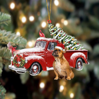 Ornament- French bulldog 1-Cardinal & Truck Two Sided Ornament, Happy Christmas Ornament, Car Ornament - Thegiftio UK