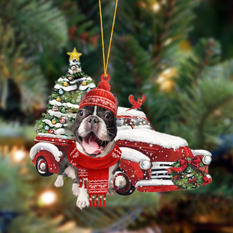Ornament- French Bulldog 2-Christmas Car Two Sided Ornament, Happy Christmas Ornament, Car Ornament - Thegiftio UK