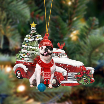 Ornament- French Bulldog 4-Christmas Car Two Sided Ornament, Happy Christmas Ornament, Car Ornament - Thegiftio UK